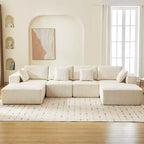 Divano componibile a U 137 con chaise longue, divano in velluto a coste senza struttura con seduta profonda, divano imbottito modulare moderno oversize, per soggiorno