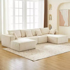 Divano componibile a U 137 con chaise longue, divano in velluto a coste senza struttura con seduta profonda, divano imbottito modulare moderno oversize, per soggiorno
