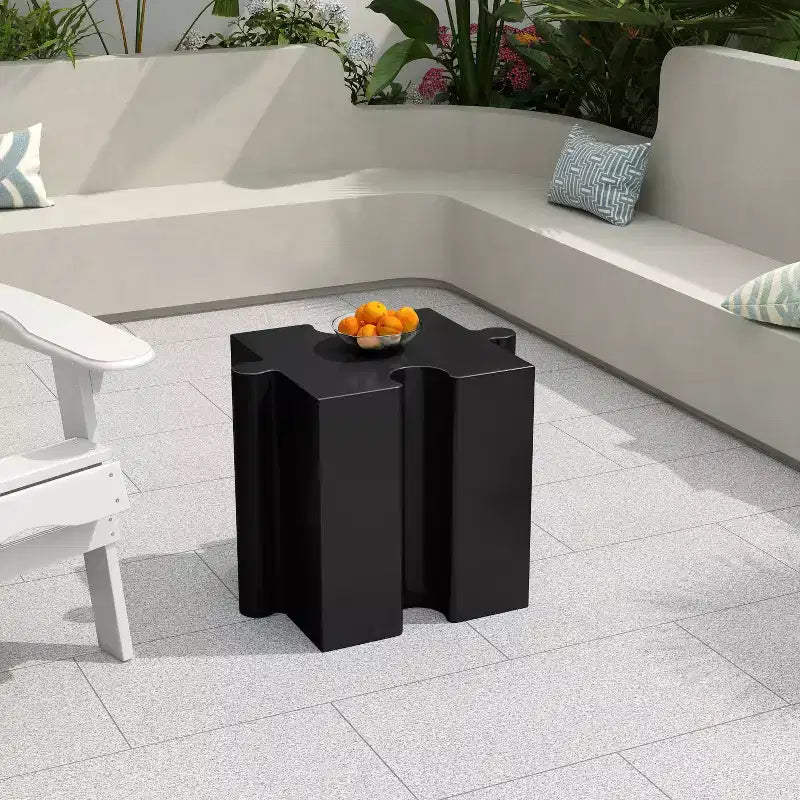 Christopher Knight Home Ava Table d'appoint de patio moderne en béton léger modulable avec bord concave