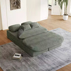 Divano pieghevole beige 2 in 1 da 75 pollici con coperta multifunzionale, letto pieghevole in velluto a coste per pavimento