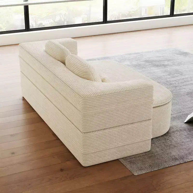 Divano pieghevole beige 2 in 1 da 75 pollici con coperta multifunzionale, letto pieghevole in velluto a coste per pavimento