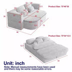 Divano pieghevole beige 2 in 1 da 75 pollici con coperta multifunzionale, letto pieghevole in velluto a coste per pavimento
