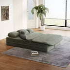 Divano pieghevole beige 2 in 1 da 75 pollici con coperta multifunzionale, letto pieghevole in velluto a coste per pavimento