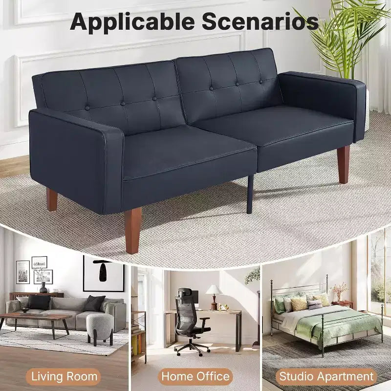 Divano Letto Convertibile Zevemomo con Schienale Regolabile, Funziona da Recliner e Divanetto, Cuscini in Schiuma e Molle, Nero Opaco