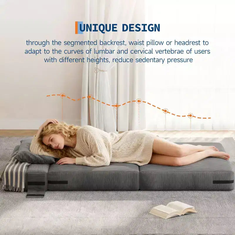 Canapé-lit pliable Garvee avec oreiller, matelas pliant pour salon, appartement et maison | Options de taille 72 ou 76 pouces