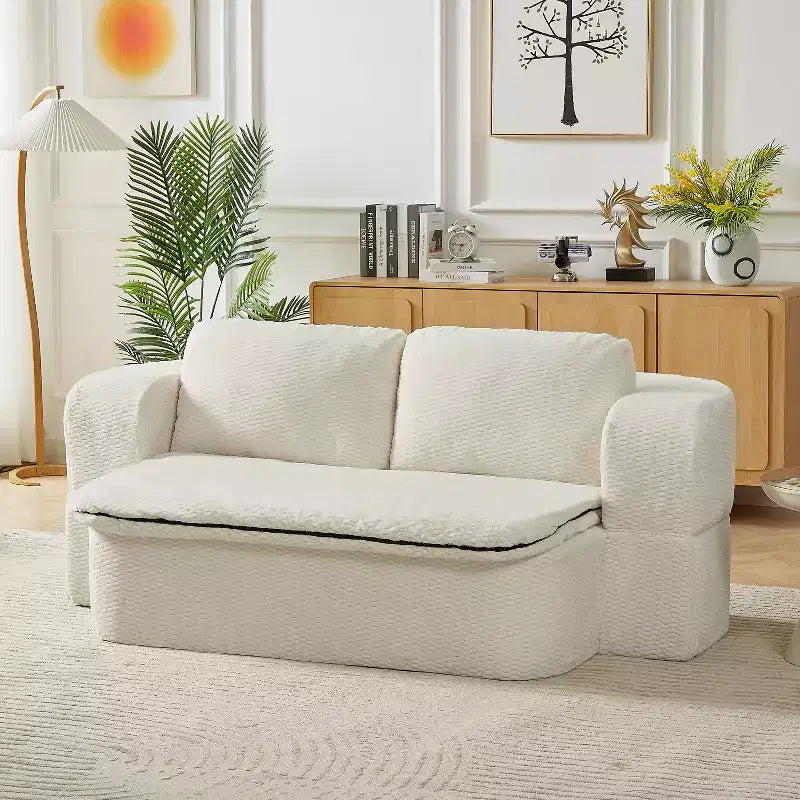Okak Divano Letto Futon Pieghevole Convertibile Moderno per Soggiorno Camera da Letto, Divano con Seduta Profonda, Schienale Comodo e Coperta Cuscino