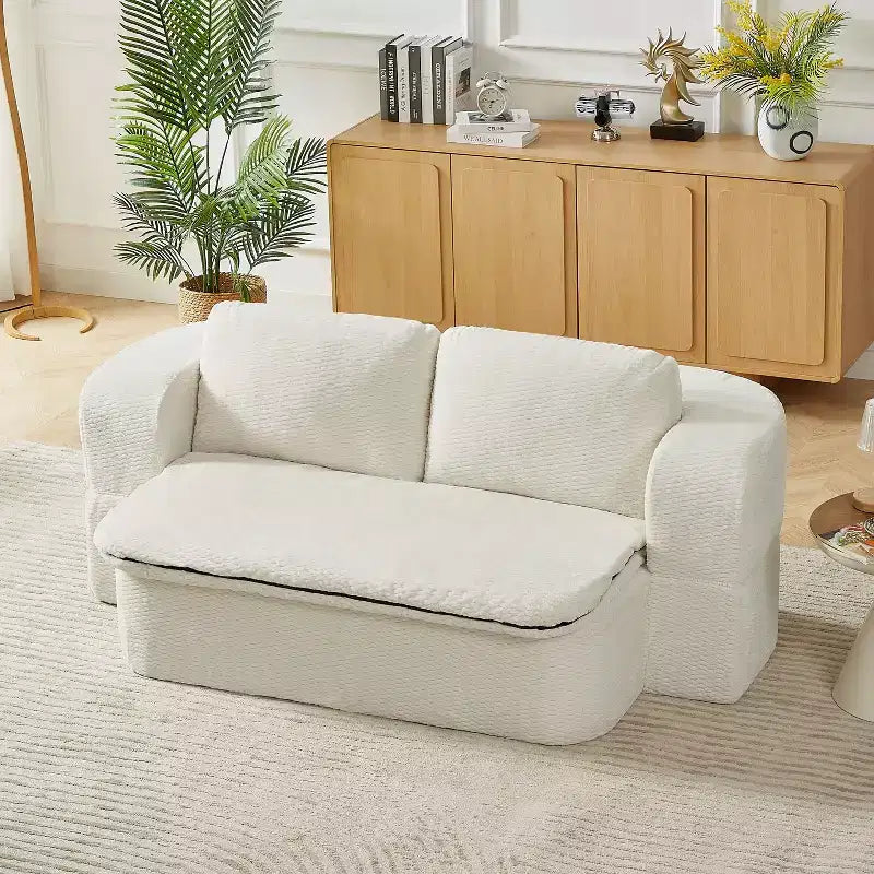 Okak Divano Letto Futon Pieghevole Convertibile Moderno per Soggiorno Camera da Letto, Divano con Seduta Profonda, Schienale Comodo e Coperta Cuscino
