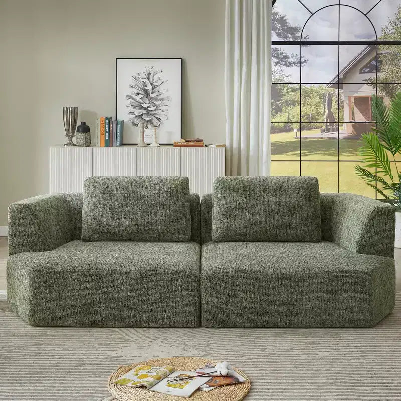 Okak Divano Letto Futon Pieghevole Convertibile Moderno per Soggiorno Camera da Letto, Divano con Seduta Profonda, Schienale Comodo e Coperta Cuscino