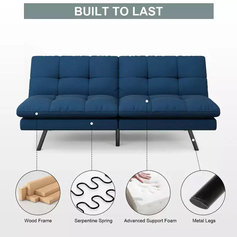 Dyonery Divano Letto Futon Convertibile 68, Divano Letto Pieghevole con Schienale Regolabile, Divanetto Reclinabile in Lino per Piccoli Spazi