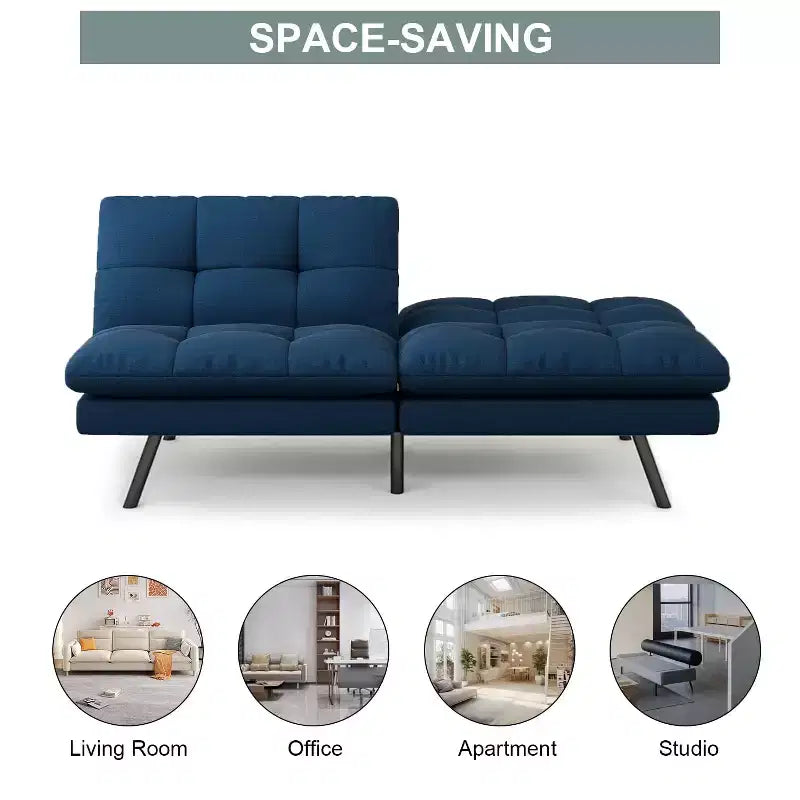 Dyonery Divano Letto Futon Convertibile 68, Divano Letto Pieghevole con Schienale Regolabile, Divanetto Reclinabile in Lino per Piccoli Spazi
