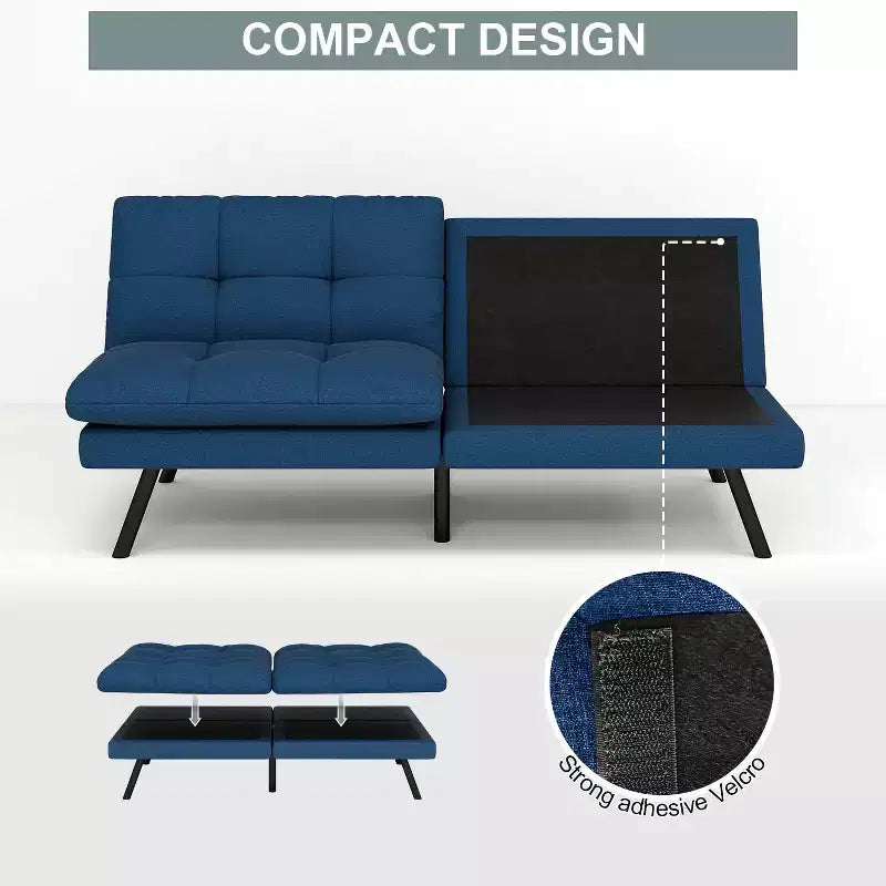 Dyonery Divano Letto Futon Convertibile 68, Divano Letto Pieghevole con Schienale Regolabile, Divanetto Reclinabile in Lino per Piccoli Spazi