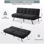 Dyonery Divano Letto Futon Convertibile 68, Divano Letto Pieghevole con Schienale Regolabile, Divanetto Reclinabile in Lino per Piccoli Spazi