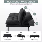 Dyonery Divano Letto Futon Convertibile 68, Divano Letto Pieghevole con Schienale Regolabile, Divanetto Reclinabile in Lino per Piccoli Spazi