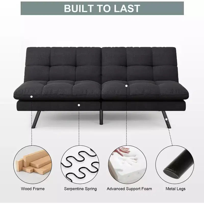 Dyonery Divano Letto Futon Convertibile 68, Divano Letto Pieghevole con Schienale Regolabile, Divanetto Reclinabile in Lino per Piccoli Spazi