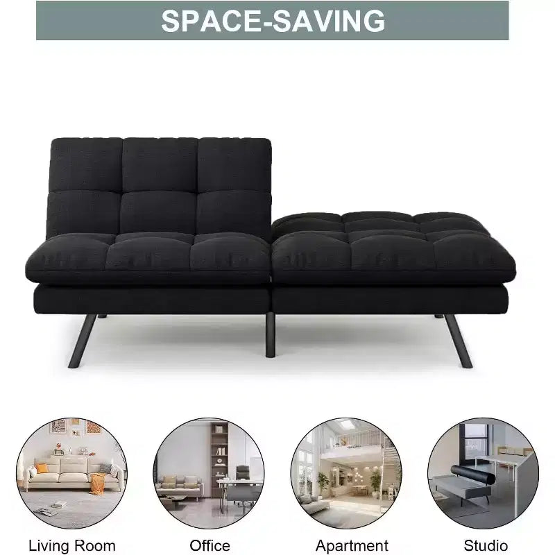 Dyonery Divano Letto Futon Convertibile 68, Divano Letto Pieghevole con Schienale Regolabile, Divanetto Reclinabile in Lino per Piccoli Spazi