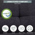 Dyonery Divano Letto Futon Convertibile 68, Divano Letto Pieghevole con Schienale Regolabile, Divanetto Reclinabile in Lino per Piccoli Spazi