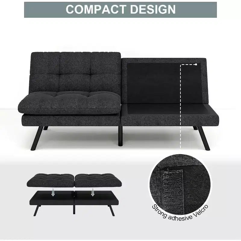 Dyonery Divano Letto Futon Convertibile 68, Divano Letto Pieghevole con Schienale Regolabile, Divanetto Reclinabile in Lino per Piccoli Spazi