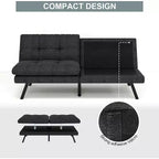 Dyonery Divano Letto Futon Convertibile 68, Divano Letto Pieghevole con Schienale Regolabile, Divanetto Reclinabile in Lino per Piccoli Spazi