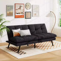 Dyonery 68 Convertible Futon Sofa Bed, Folding Sleeper Couch with Adjustable Backrest, Linen Recliner Loveseat Sofa for Small Spaces