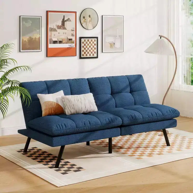 Dyonery Divano Letto Futon Convertibile 68, Divano Letto Pieghevole con Schienale Regolabile, Divanetto Reclinabile in Lino per Piccoli Spazi