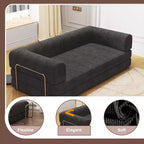Divano Letto Convertibile in Velluto a Coste, Divano Pieghevole con Materasso, Divano da Terra Senza Montaggio, Futon Pieghevole da Tre Posti King Size, Divano Letto Modulare