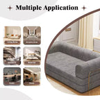 Divano Letto Convertibile in Velluto a Coste, Divano Pieghevole con Materasso, Divano da Terra Senza Montaggio, Futon Pieghevole da Tre Posti King Size, Divano Letto Modulare