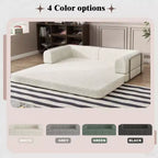 Divano Letto Convertibile in Velluto a Coste, Divano Pieghevole con Materasso, Divano da Terra Senza Montaggio, Futon Pieghevole da Tre Posti King Size, Divano Letto Modulare