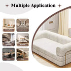 Divano Letto Convertibile in Velluto a Coste, Divano Pieghevole con Materasso, Divano da Terra Senza Montaggio, Futon Pieghevole da Tre Posti King Size, Divano Letto Modulare
