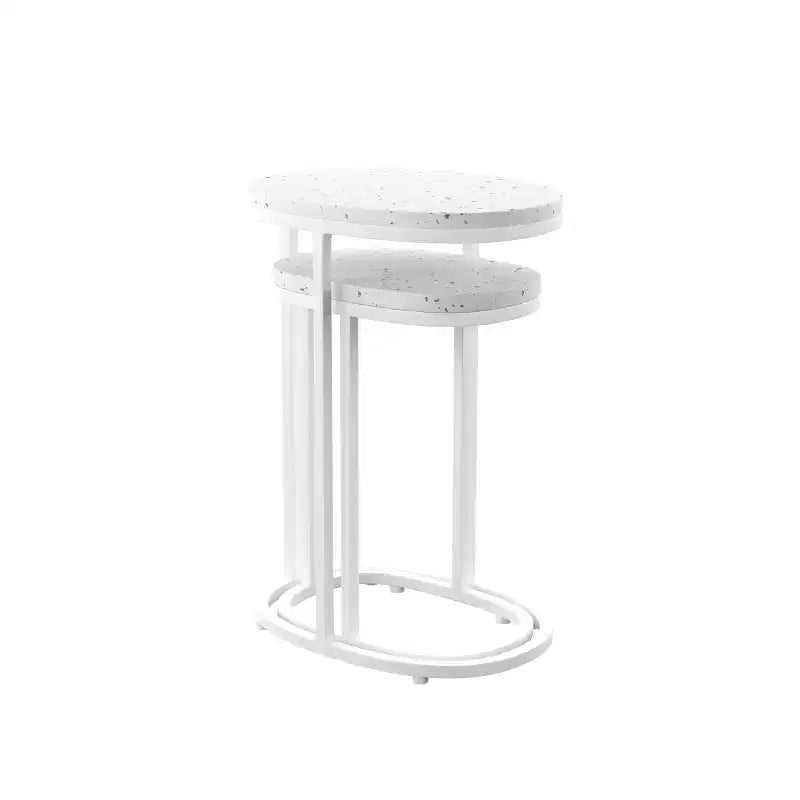 Vicanno Terrazzo Outdoor Nesting Tables - 2 Piece Set - White - SEI