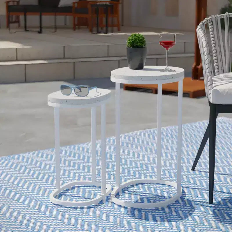Tavolini impilabili da esterno Vicanno Terrazzo - Set da 2 pezzi - Bianco - SEI