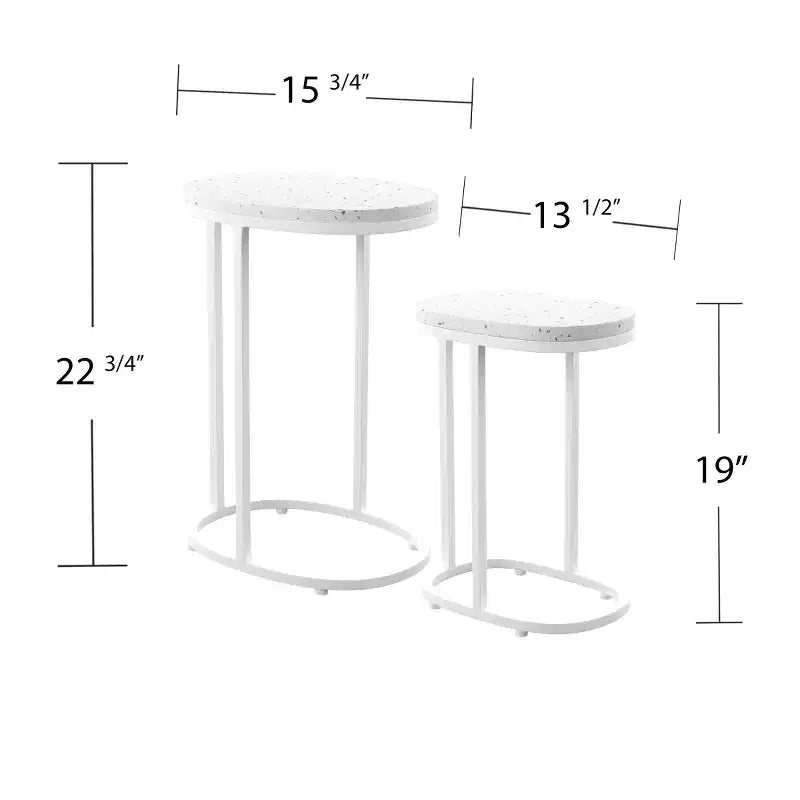 Tavolini impilabili da esterno Vicanno Terrazzo - Set da 2 pezzi - Bianco - SEI