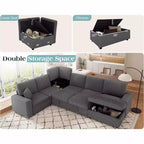 AMERLIFE 130 Divano Letto, Divano Estraibile con Contenitore, Divano Trasformabile a 6 Posti per Soggiorno