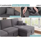AMERLIFE 130 Divano Letto, Divano Estraibile con Contenitore, Divano Trasformabile a 6 Posti per Soggiorno