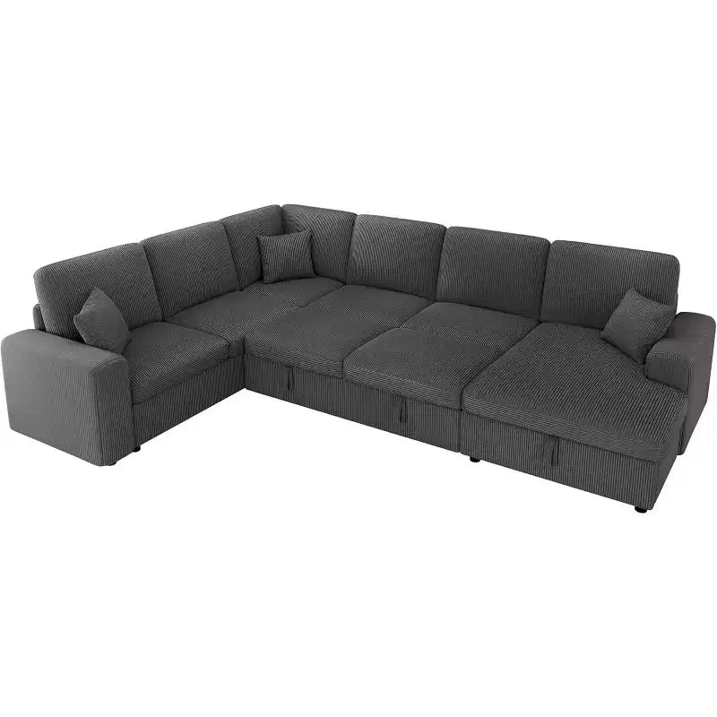 AMERLIFE 130 Divano Letto, Divano Estraibile con Contenitore, Divano Trasformabile a 6 Posti per Soggiorno