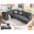 AMERLIFE 130 Divano Letto, Divano Estraibile con Contenitore, Divano Trasformabile a 6 Posti per Soggiorno