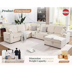 AMERLIFE 130 Divano Letto, Divano Estraibile con Contenitore, Divano Trasformabile a 6 Posti per Soggiorno