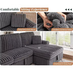 AMERLIFE 130 Divano Letto, Divano Estraibile con Contenitore, Divano Trasformabile a 6 Posti per Soggiorno