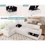 AMERLIFE 130 Divano Letto, Divano Estraibile con Contenitore, Divano Trasformabile a 6 Posti per Soggiorno