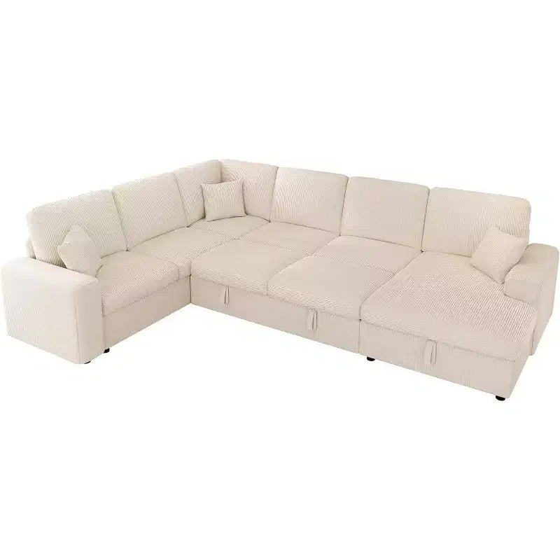 AMERLIFE 130 Divano Letto, Divano Estraibile con Contenitore, Divano Trasformabile a 6 Posti per Soggiorno