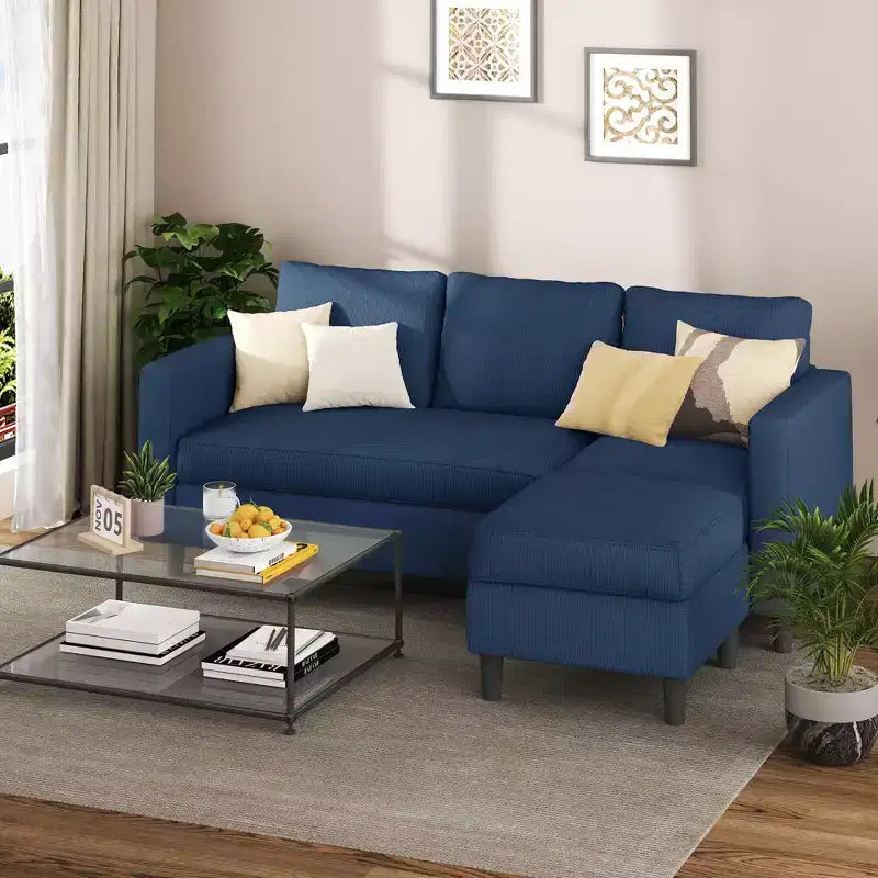 Celebalcony 73.6 Divano Sezionale Imbottito con Pouf per Soggiorno, Appartamento, Sala, Camera da Letto, Coperture Lavabili