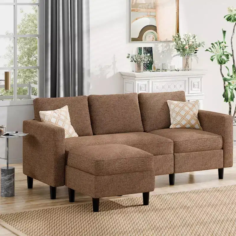 Celebalcony 73.6 Divano Sezionale Imbottito con Pouf per Soggiorno, Appartamento, Sala, Camera da Letto, Coperture Lavabili