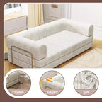 Divano Letto Trasformabile in Velluto a Coste, Divano con Materasso Pieghevole e Struttura a Forma Fissa, Futon King Size a 3 Posti per Casa e Ufficio