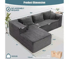 Homdox 109 Cloud Sectional Couch - Divano componibile a L senza struttura, ultra comodo, in velluto a coste, con seduta profonda, soffice, per l'arredamento del soggiorno