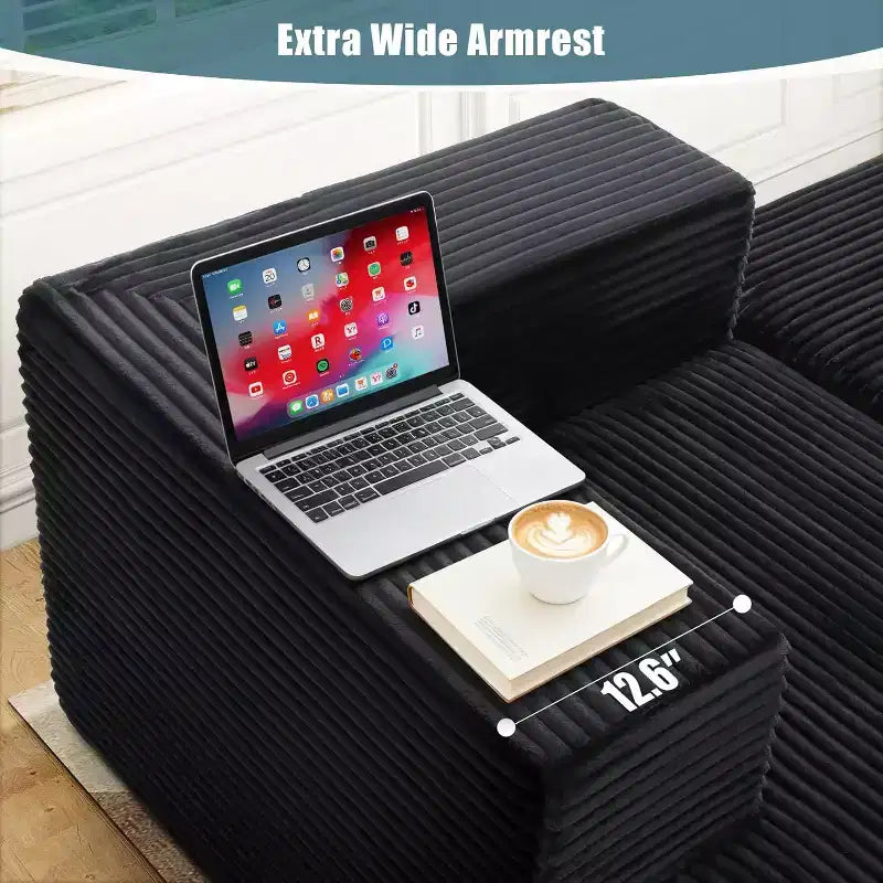 Homdox 109 Cloud Sectional Couch - Divano componibile a L senza struttura, ultra comodo, in velluto a coste, con seduta profonda, soffice, per l'arredamento del soggiorno