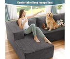 Homdox 109 Cloud Sectional Couch - Divano componibile a L senza struttura, ultra comodo, in velluto a coste, con seduta profonda, soffice, per l'arredamento del soggiorno