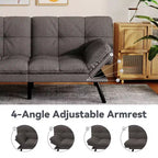 Dyonery 71 Divano Letto Futon Convertibile, Divano Futon Moderno in Lino con Cuscino Rimovibile, Schienale e Braccioli Regolabili