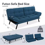 Dyonery 71 Divano Letto Futon Convertibile, Divano Futon Moderno in Lino con Cuscino Rimovibile, Schienale e Braccioli Regolabili