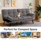 Dyonery 71 Divano Letto Futon Convertibile, Divano Futon Moderno in Lino con Cuscino Rimovibile, Schienale e Braccioli Regolabili
