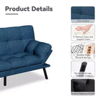 Dyonery 71 Divano Letto Futon Convertibile, Divano Futon Moderno in Lino con Cuscino Rimovibile, Schienale e Braccioli Regolabili