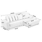 Divano sezionale letto imbottito in velluto a coste EHMKNP, divano convertibile modulare a L con pouf